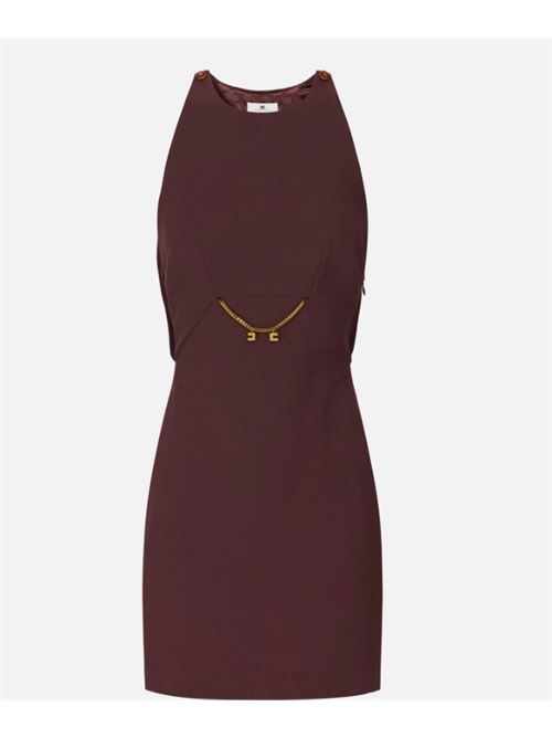 DOUBLE CREPE AND GEORGETTE DRESS ELISABETTA FRANCHI | AB80856E2EA4 Merlot